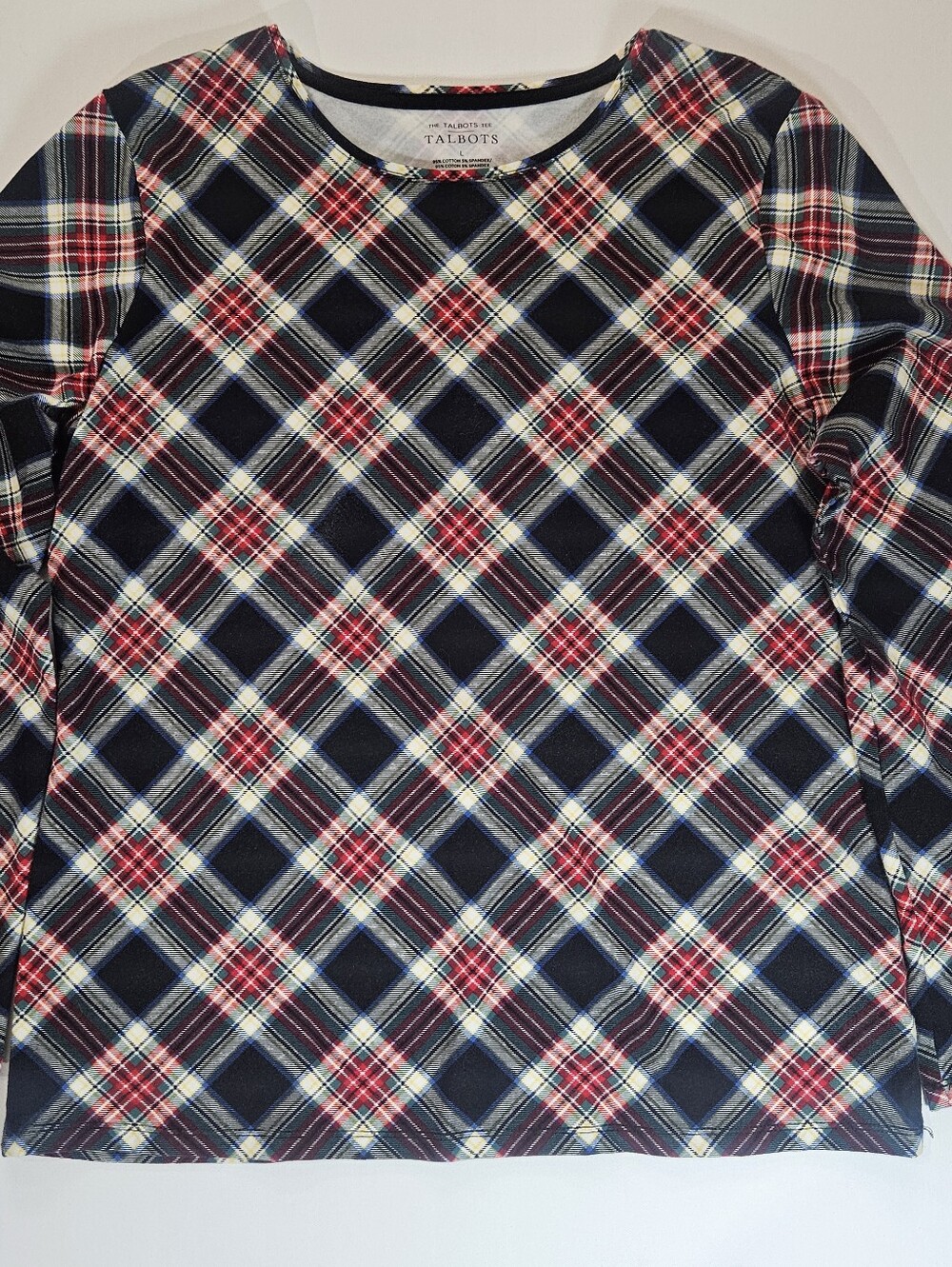 Talbots Tartan Top Womens Size Large Red Black Classic Dark Academia Shirt